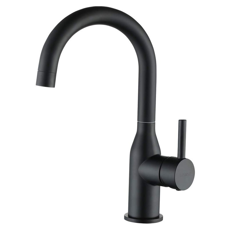 WOWOW Black Bathroom Faucet Stainless Steel Single Handle Bar Sink High Arc Lavatory Mixer Small Kitchen Tap With Supply Hoses - Image 2
