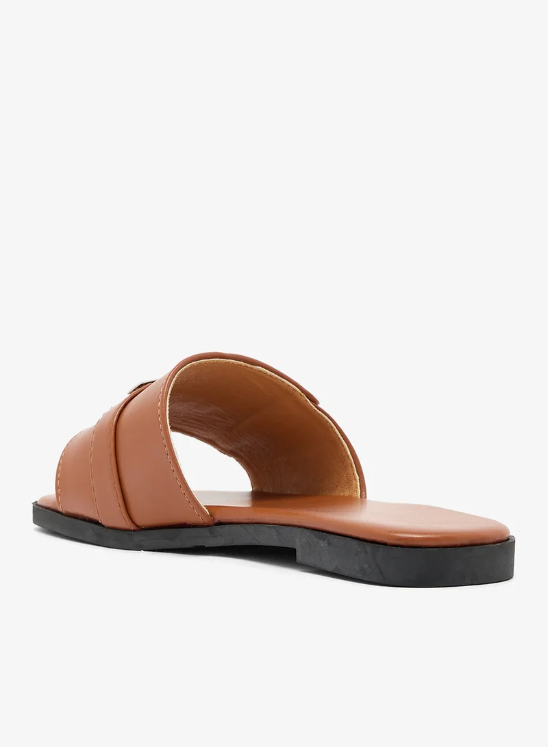 Ella Silver Buckle Detail Flat Sandals