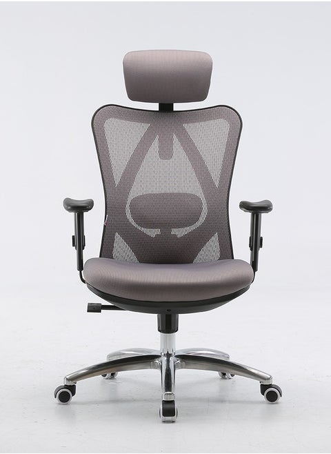 M18 Ergonomic Office Chair, Swivel Chair with Adjustable Lumbar Support, Headrest and Armrest, Adjustable Height, Grey