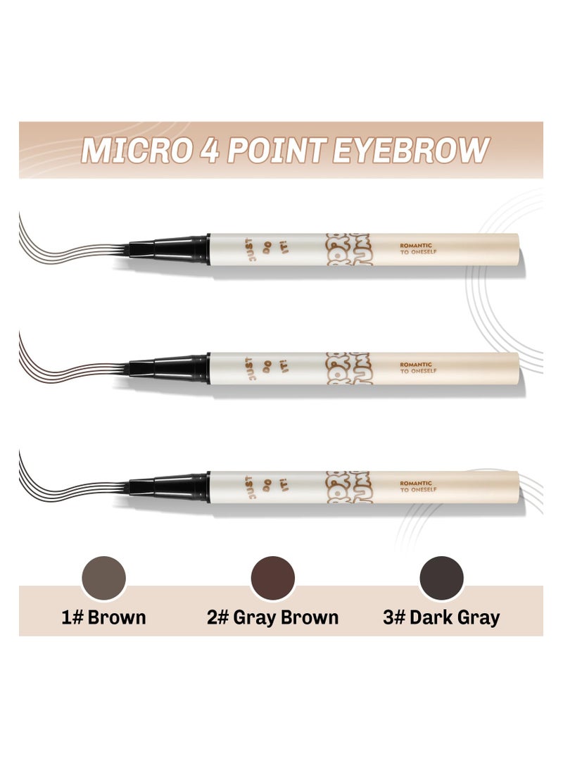 SYOSI 4 Point Head Waterproof Eyebrow Pencil, 2 Colors Liquid Brow Pen, 4 Hours Long Lasting Eyebrow Tattoo Pen, Lift & Snatch Eyebrow, Make Natural Eyebrow Hair, 2 Pack (Black Gray, Brown) - Image 4