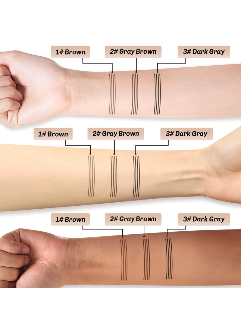 SYOSI 4 Point Head Waterproof Eyebrow Pencil, 2 Colors Liquid Brow Pen, 4 Hours Long Lasting Eyebrow Tattoo Pen, Lift & Snatch Eyebrow, Make Natural Eyebrow Hair, 2 Pack (Black Gray, Brown) - Image 2