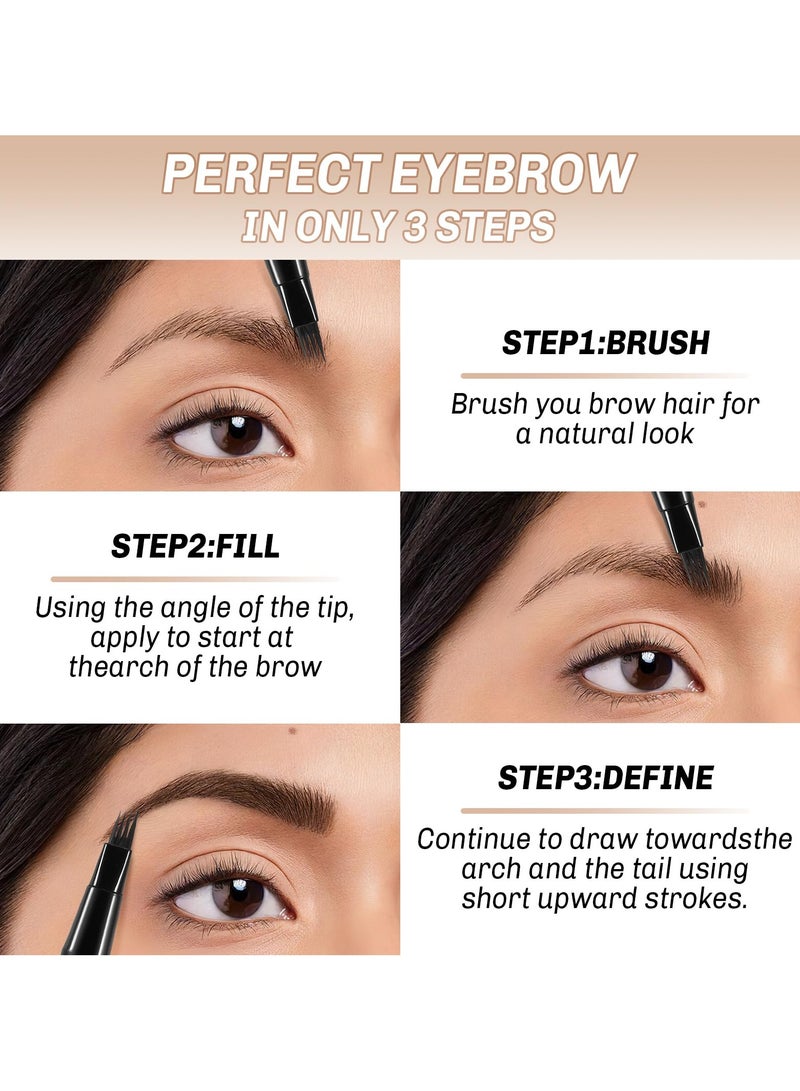 SYOSI 4 Point Head Waterproof Eyebrow Pencil, 2 Colors Liquid Brow Pen, 4 Hours Long Lasting Eyebrow Tattoo Pen, Lift & Snatch Eyebrow, Make Natural Eyebrow Hair, 2 Pack (Black Gray, Brown) - Image 5