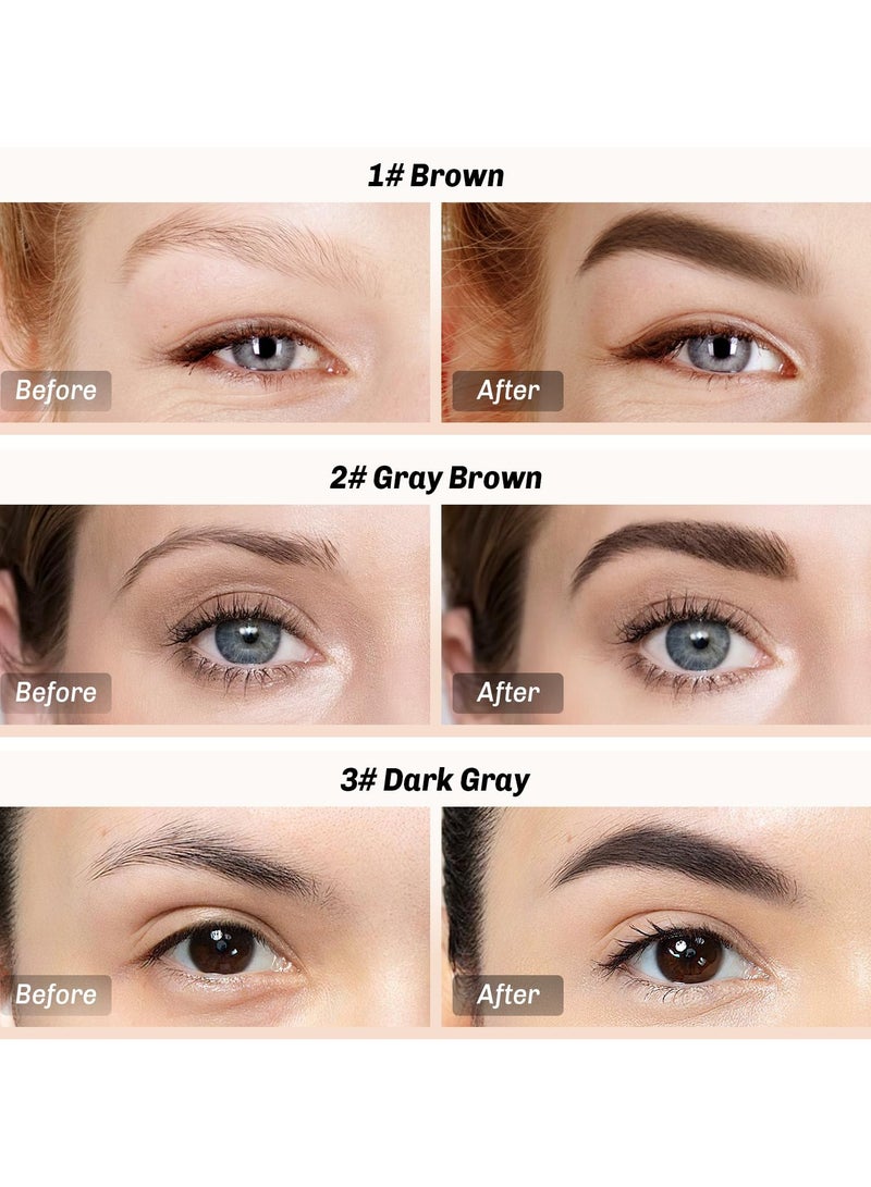 SYOSI 4 Point Head Waterproof Eyebrow Pencil, 2 Colors Liquid Brow Pen, 4 Hours Long Lasting Eyebrow Tattoo Pen, Lift & Snatch Eyebrow, Make Natural Eyebrow Hair, 2 Pack (Black Gray, Brown) - Image 3