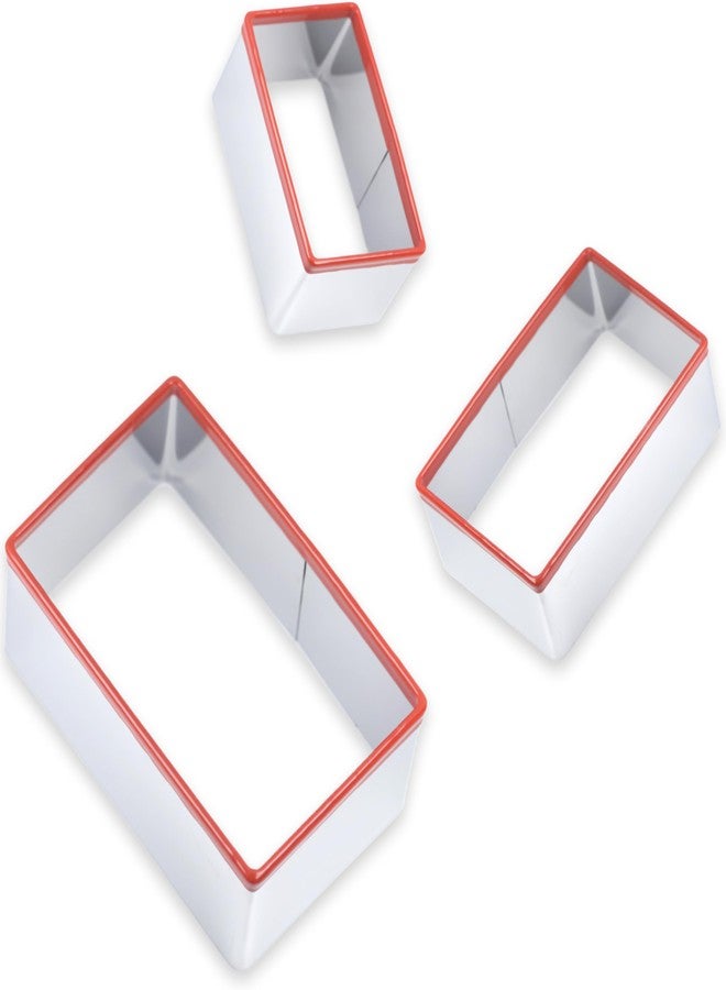 COOKIEQUE Rectangle Cookie Cutter Set, Stainless Steel, 3 Pcs 5 * 3.2/4 * 2.4/3 * 1.9 Inch - Image 1
