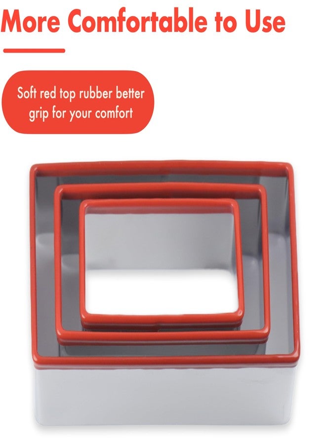 COOKIEQUE Rectangle Cookie Cutter Set, Stainless Steel, 3 Pcs 5 * 3.2/4 * 2.4/3 * 1.9 Inch - Image 3