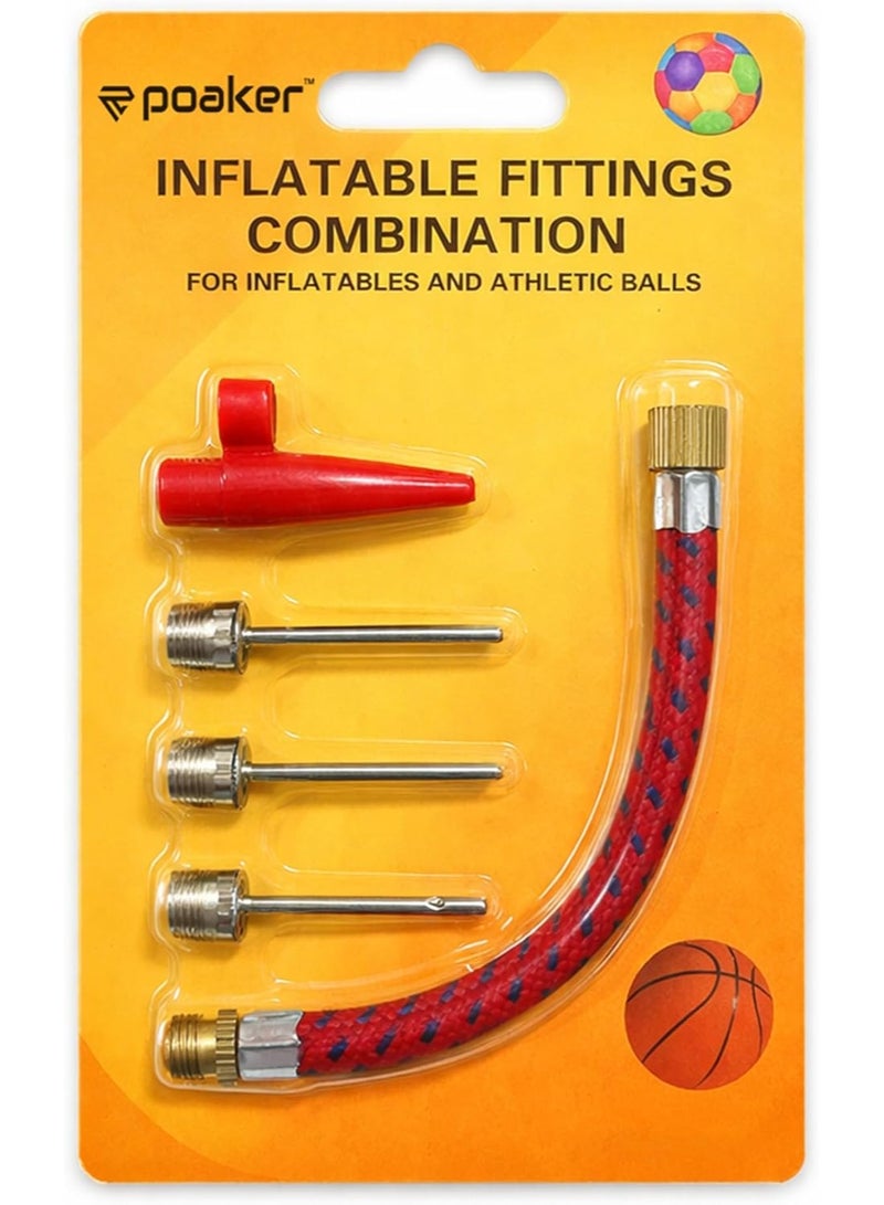 Poaker Inflatable Fittings Kit for Balls & Inflatables – Multi-Needle Valve Set with Flexible Hose Adapter for Football, Basketball, Cycle & Air Pump Use - Image 1