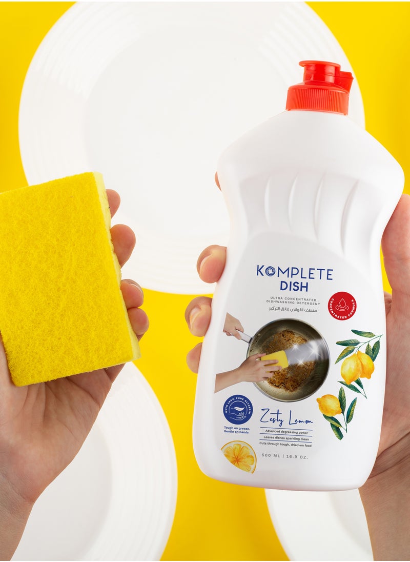 Komplete Dish - Ultra Dishwashing Gel with Glycerin - Zesty Lemon 500ml  - Image 2