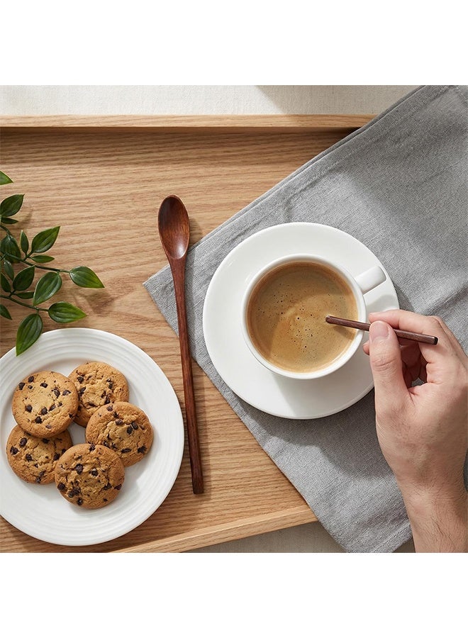 2 Pcs Small Wooden Coffee Spoons, Long Handle Wooden Stirring Spoons for Kitchen（Brown） - Image 5