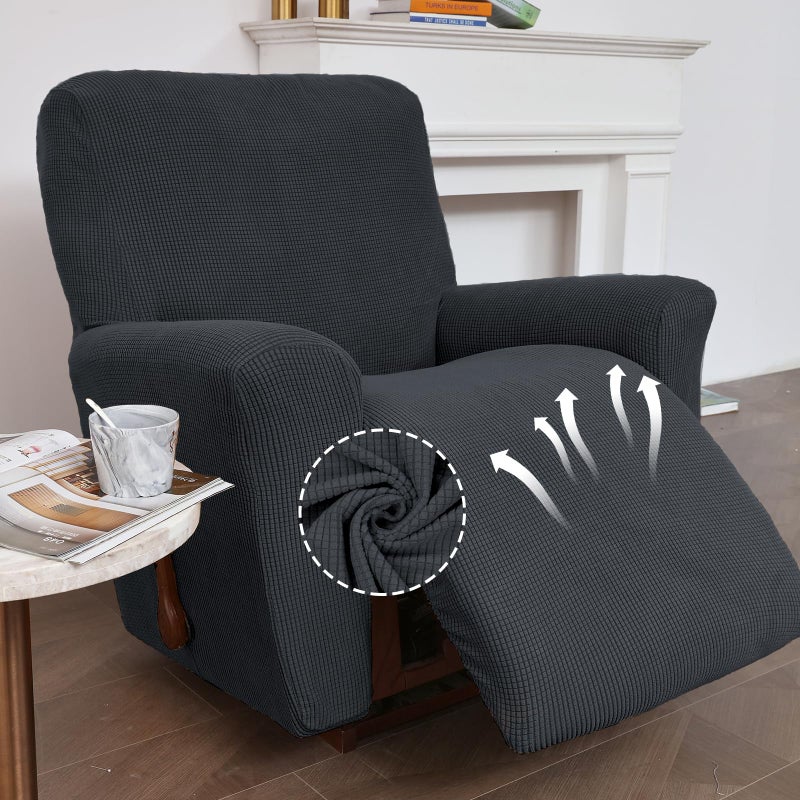 KEKUOU Recliner Chair Covers Lazy Boy Recliner Covers Stretch Couch Cover Slipcovers 1 Piece Furniture Protector with Elastic Bottom for Dog,Kids.(Recliner, Charcoal) - Image 2