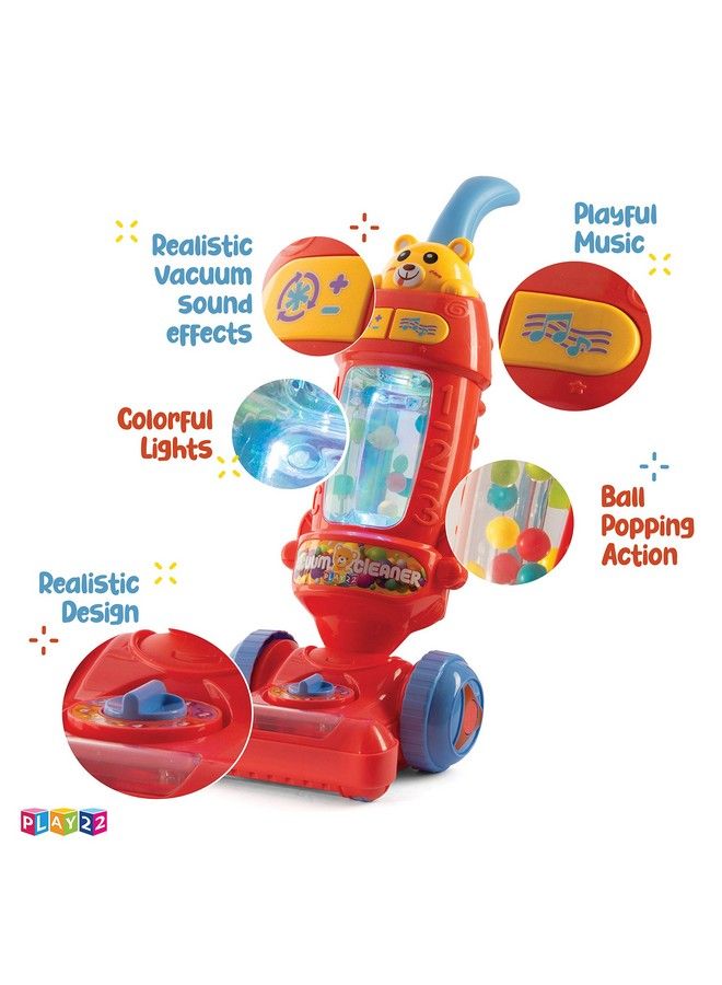 Play22 Kids Vacuum Cleaner Toy For Toddler With Lights & Sounds Effects & Ball Popping Action Pretend Play Toy Vacuum Cleaner For Toddler Best Gift For Boys And Girls No Suction! Original - Image 3