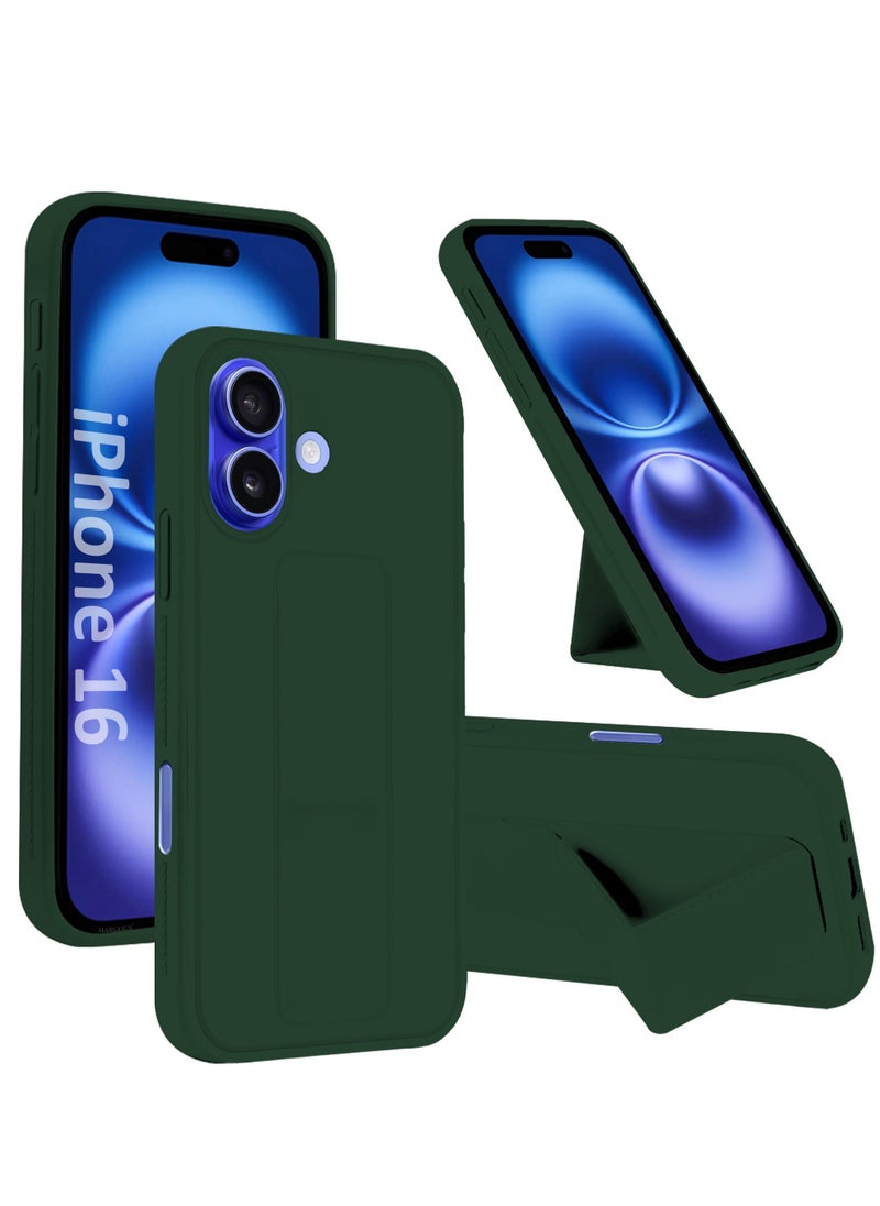 CATANES - (for Apple iPhone 16) 2Packs (1Case with 1 Screen Protector), Case Premium PU Leather Back Cover with Stand Function Shockproof and Anti Scratch Finger Grip Case Cover / Green - Image 1