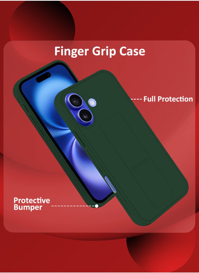CATANES - (for Apple iPhone 16) 2Packs (1Case with 1 Screen Protector), Case Premium PU Leather Back Cover with Stand Function Shockproof and Anti Scratch Finger Grip Case Cover / Green - Image 1