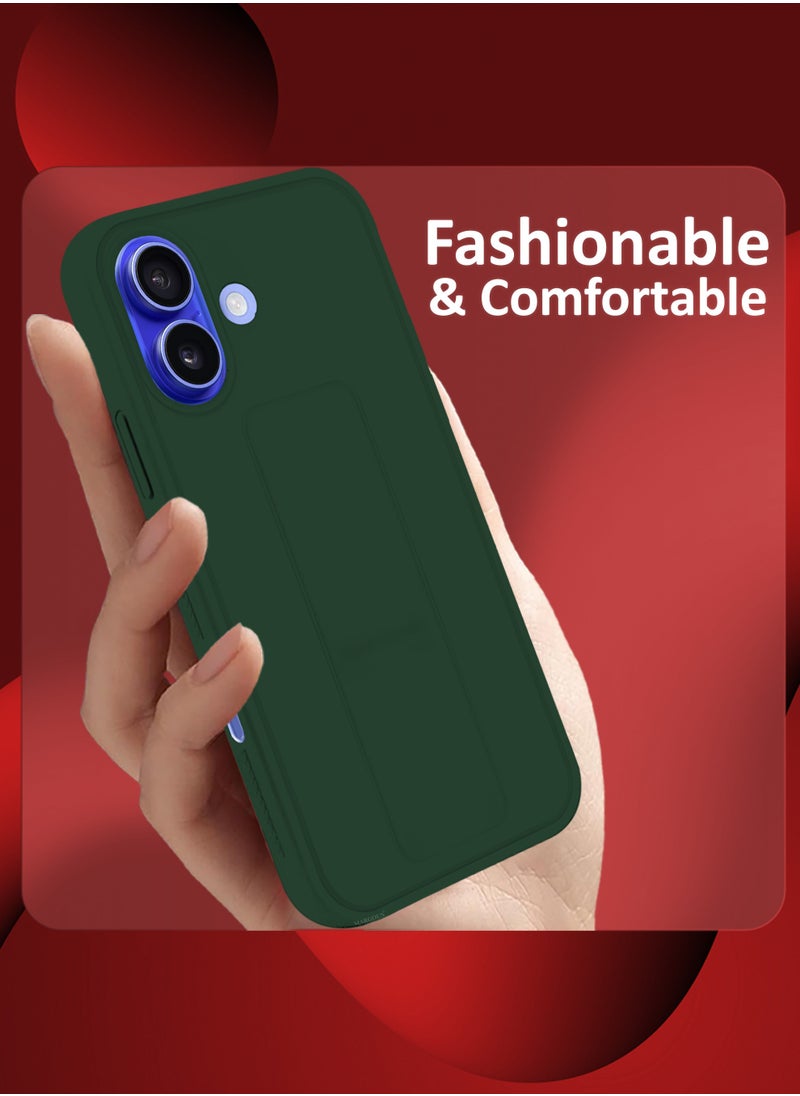 CATANES - (for Apple iPhone 16) 2Packs (1Case with 1 Screen Protector), Case Premium PU Leather Back Cover with Stand Function Shockproof and Anti Scratch Finger Grip Case Cover / Green - Image 1