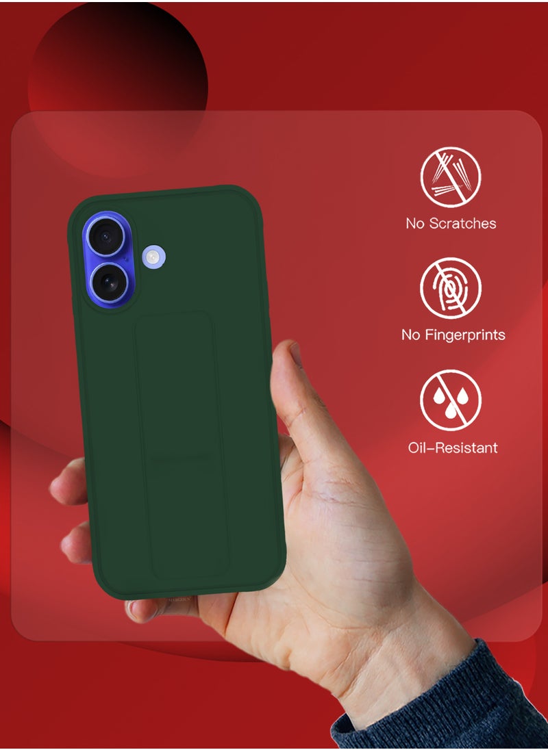 CATANES - (for Apple iPhone 16) 2Packs (1Case with 1 Screen Protector), Case Premium PU Leather Back Cover with Stand Function Shockproof and Anti Scratch Finger Grip Case Cover / Green - Image 1