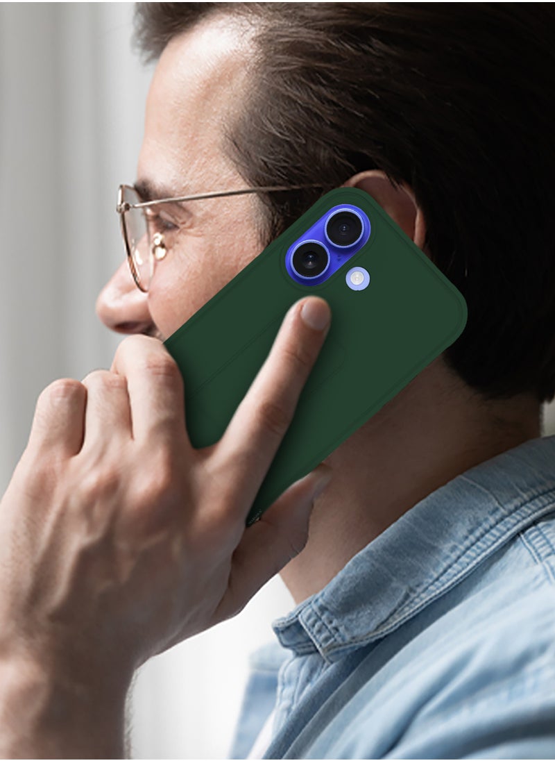 CATANES - (for Apple iPhone 16) 2Packs (1Case with 1 Screen Protector), Case Premium PU Leather Back Cover with Stand Function Shockproof and Anti Scratch Finger Grip Case Cover / Green - Image 1