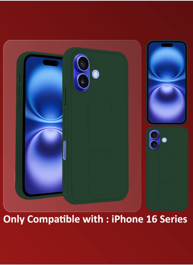CATANES - (for Apple iPhone 16) 2Packs (1Case with 1 Screen Protector), Case Premium PU Leather Back Cover with Stand Function Shockproof and Anti Scratch Finger Grip Case Cover / Green - Image 1