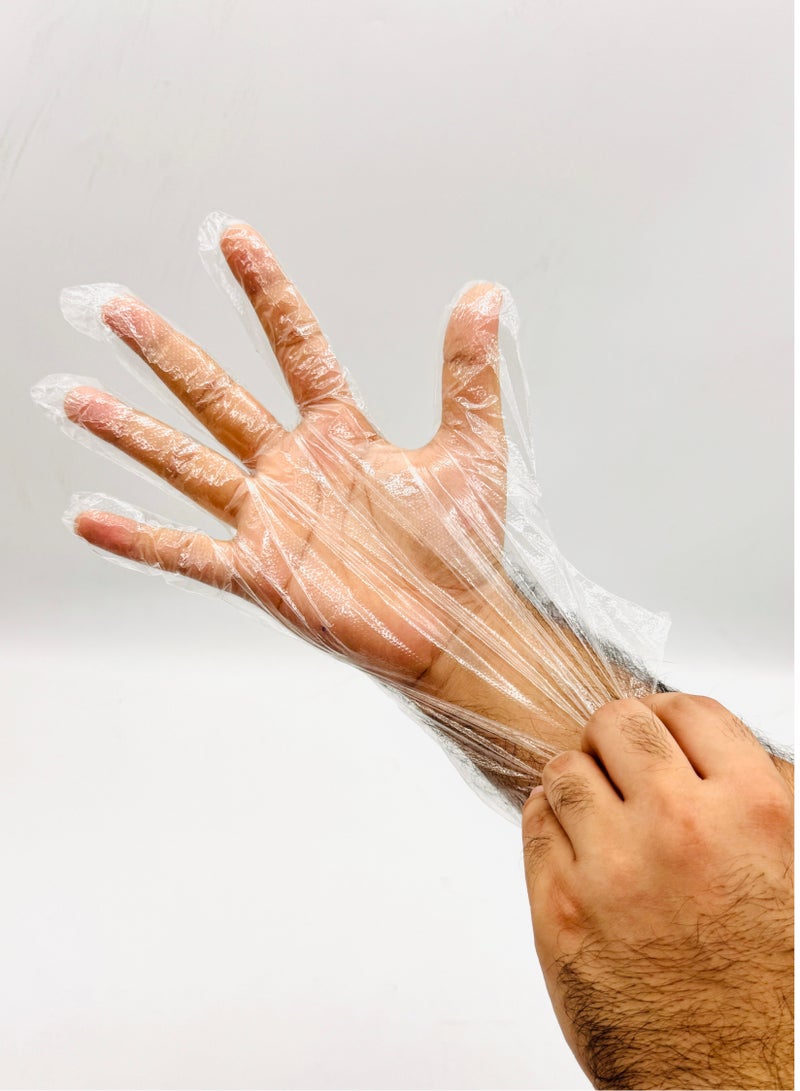 Disposable Gloves XL – 50 Pcs | Clear PE Plastic Gloves for Food Handling, Cooking, Kitchen, Catering, Cleaning, BBQ, Hair Coloring & More – Powder Free, Non-Latex, Ambidextrous (Pack of 4) - Image 3