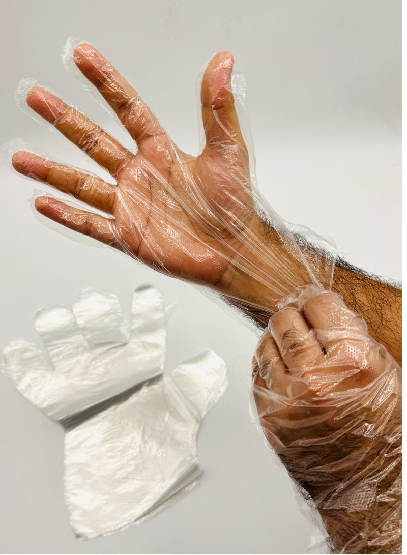 Disposable Gloves XL – 50 Pcs | Clear PE Plastic Gloves for Food Handling, Cooking, Kitchen, Catering, Cleaning, BBQ, Hair Coloring & More – Powder Free, Non-Latex, Ambidextrous (Pack of 4) - Image 4