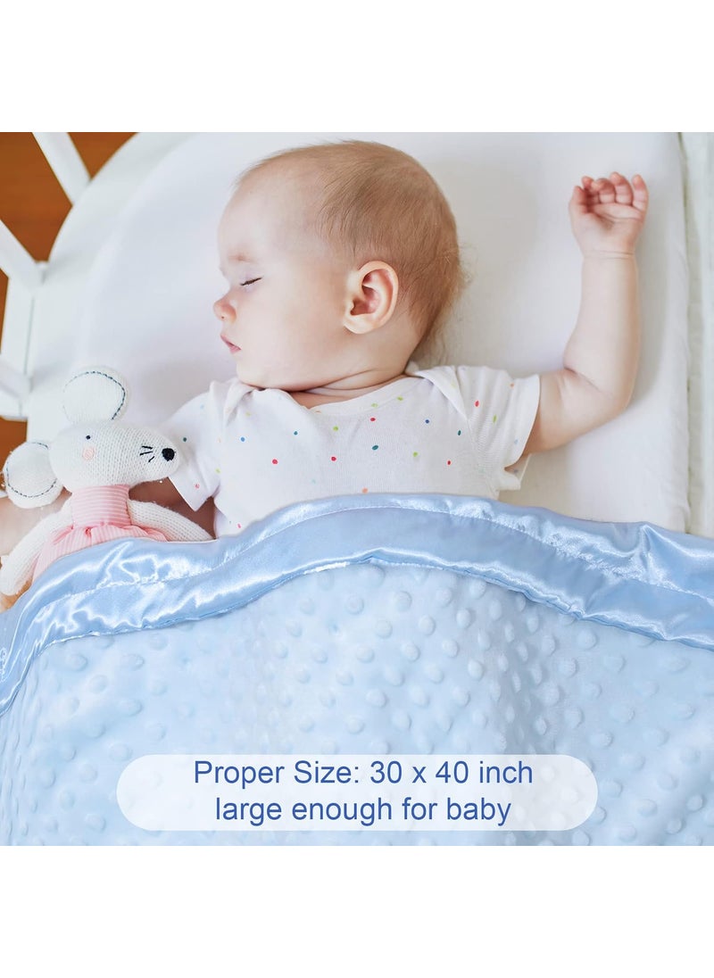 Reginary 3 Pack Satin Baby Blanket with Silky Satin Backing Double Layer Soft Dotted Blanket 30 x 40 Inch for Baby Newborn Toddler Infant Gifts  - Image 5