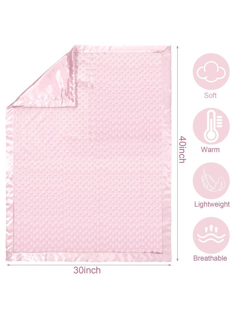 Reginary 3 Pack Satin Baby Blanket with Silky Satin Backing Double Layer Soft Dotted Blanket 30 x 40 Inch for Baby Newborn Toddler Infant Gifts  - Image 2