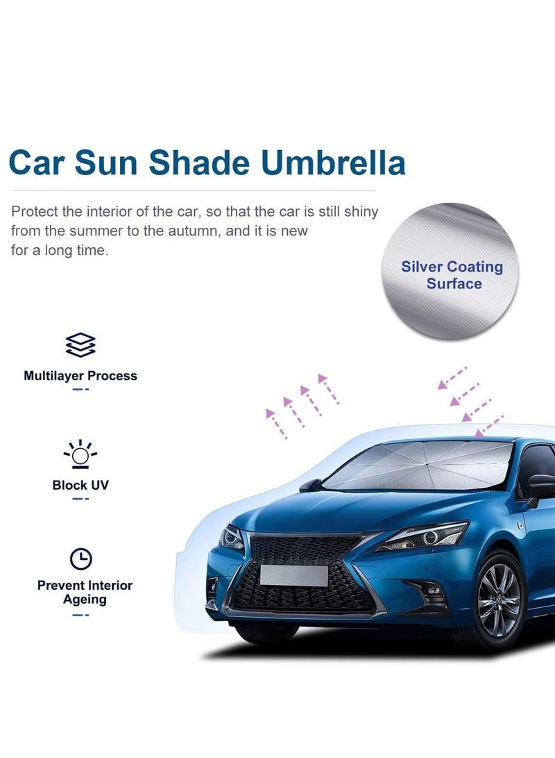 Altheqa Car Windshield Sun Shade UV Rays and Heat Sun Visor Protector Foldable Reflector Umbrella brella Shield (Large) - Image 5
