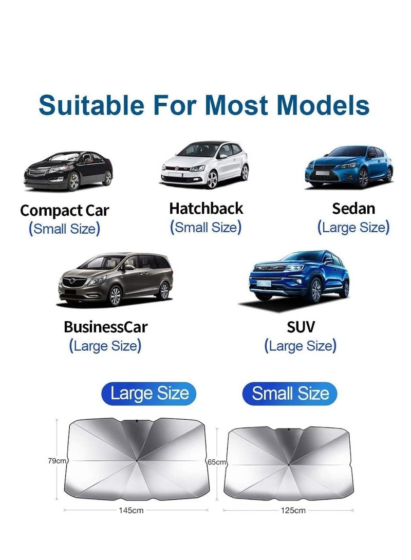 Altheqa Car Windshield Sun Shade UV Rays and Heat Sun Visor Protector Foldable Reflector Umbrella brella Shield (Large) - Image 2