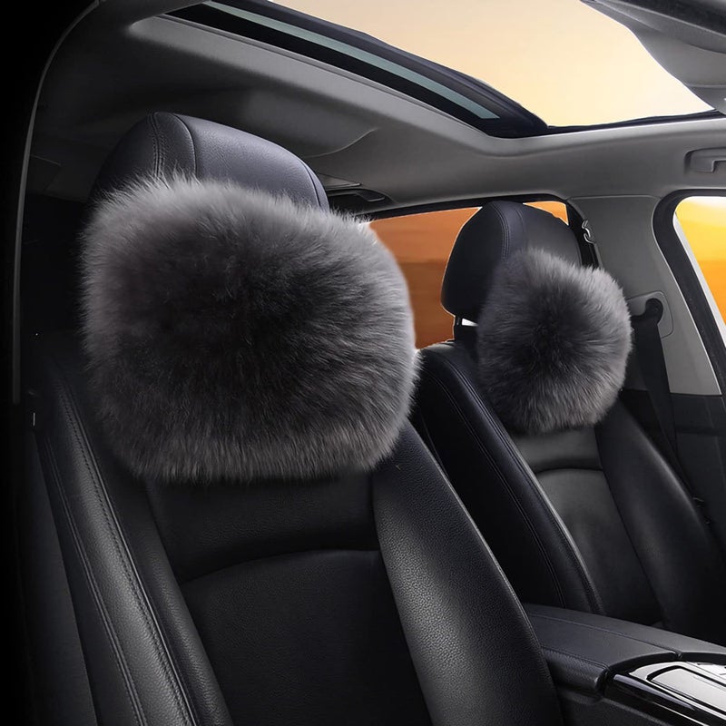 SPANICE Car Headrest Pillow Interior Head Neck Cushion Auto Protector Neck Rest Pillows Car Decor Accessories (Gray) - Image 2