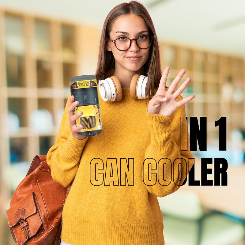 SANDJEST School Bus Driver Tumbler - 4-in-1 Design Tumbler Cup Can Cooler - 16oz Stainless Steel Insulated Cans Coozie Travel Mug Birthday  Christmas  Appreciation  Teacher's Day Gifts for Teachers - Image 3