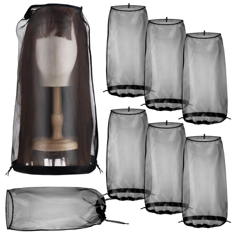 Loopeer 6 Pcs Wig Storage Bags Adjustable Wig Covers with Drawstring from Dust and Dirt to Keep Fresh Hair Stand Dust Covers Storage Travel Bags Hair Salon Accessories for Travel Salon UseBlack - Image 3
