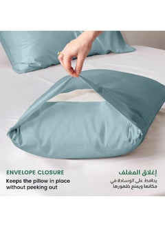 Rest Microfiber Pillow Cases 2 Piece Set 50X75Cm, 20X30 Inches Mettalic Blue Pillow Cover Soft Brushed Supersoft Fabric Pillow Cases Standard Size  - Image 2