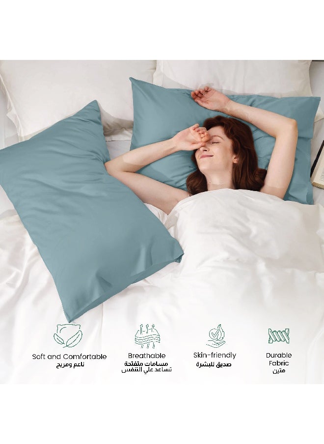 Rest - Microfiber Pillow Cases 2 Piece Set 50X75Cm, 20X30 Inches Mettalic Blue Pillow Cover Soft Brushed Supersoft Fabric Pillow Cases Standard Size - Image 1