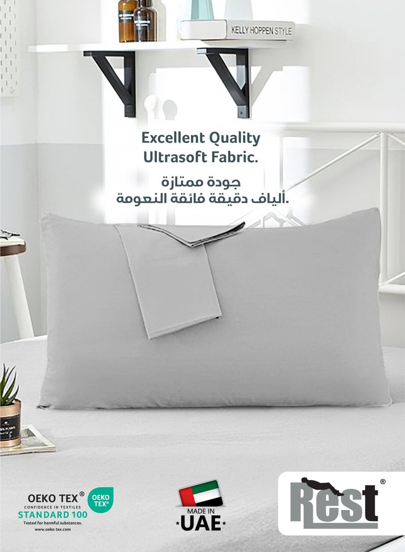 ريست طقم أغطية وسائد من الألياف الدقيقة من REST مكون من قطعتين مقاس 50 × 75 سم، 20 × 30 بوصة غطاء وسادة رمادي ناعم ناعم للغاية من القماش فائق النعومة مقاس قياسي - Image 2