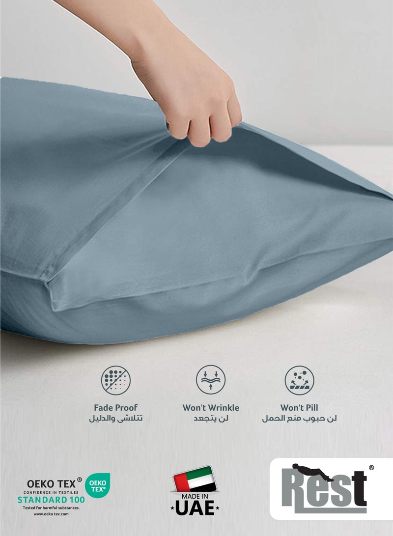 ريست REST Microfiber Pillow Cases 2 Piece Set 50x75cm, 20x30 Inches Mettalic Blue Pillow Cover Soft Brushed Supersoft Fabric Pillow Cases Standard Size - Image 3