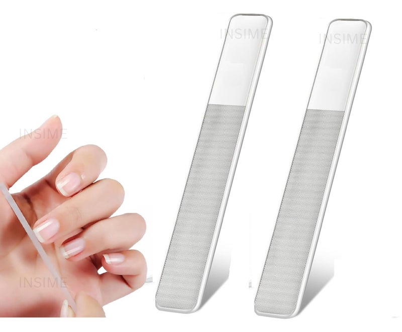 INSIME Nano Crystal Glass nail filer and buffer | Glass nail file with nail shaper for women girls | Washable Reusable Crystal Nail filler & Glass Nail Shiner polisher for professional (Pack of 2) - Image 1