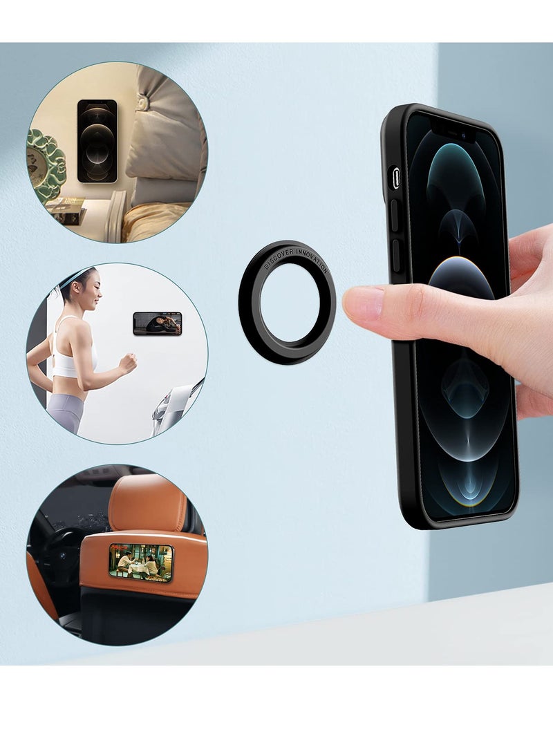 SYOSI Magnetic Shower Phone Holder Mag Safe Wall Mount, 2 Pack Magnetic Sticker for iPhone 14 Pro Max/14 Pro/14/13/12 Series/Magsafe Case, Mag Safe Phone Mount for Kitchen, Bathroom, Black - Image 2