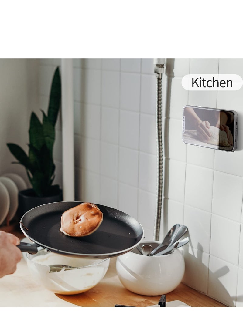 SYOSI Magnetic Shower Phone Holder Mag Safe Wall Mount, 2 Pack Magnetic Sticker for iPhone 14 Pro Max/14 Pro/14/13/12 Series/Magsafe Case, Mag Safe Phone Mount for Kitchen, Bathroom, Black - Image 5