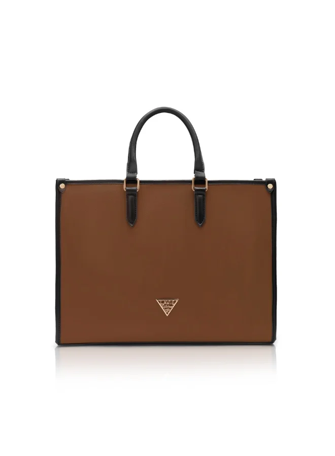 لافي Signature Women's Madisson Box Tote (D. TAN)
