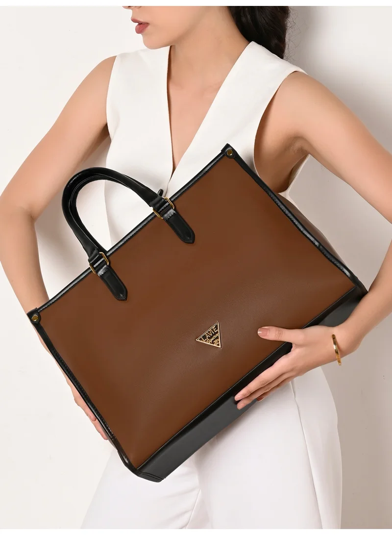لافي Signature Women's Madisson Box Tote (D. TAN)
