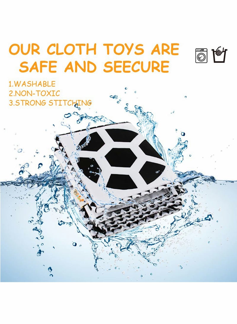 SYOSI Black and White Cloth Books High Contrast Baby Cloth Book for Early Education, Infant Tummy-time Mat, Three-Dimensional Can Be Bitten and Tear Not Rotten Paper 0-3 Years Old Baby Toys - Image 5