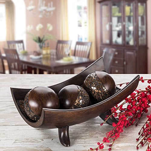Creative Scents Schonwerk Brown Decorative Bowl for Home Decor - Dining Room Centerpiece - Coffee Table Decor for Living Room - 10" Resin Bowl - House Decor Decorations or Key Bowl for Entryway - Image 2
