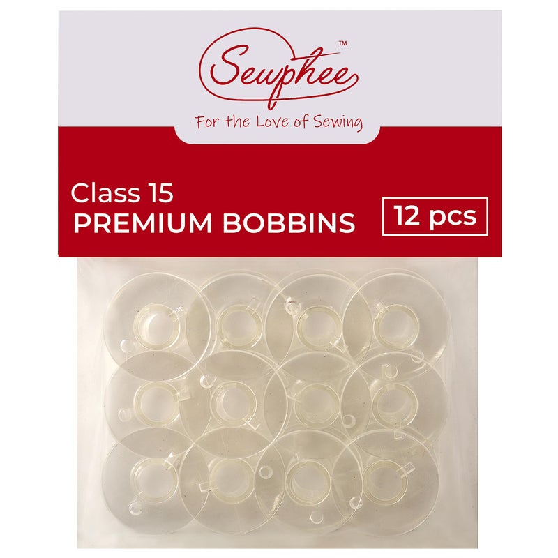 Sewphee 2024 Upgraded fits Janome Bobbins  Class 15 Bobbins  Compatible for Janome Kenmore Brother Sewing Machine  Premium Clear Plastic Bobbin for Smooth Consistent Stitch Quality  12 pcs