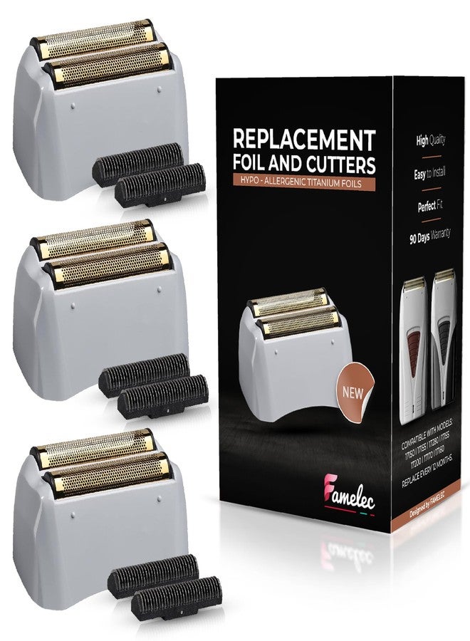 FAMELEC Replacement Heads for Andis Shaver Pro-Foil & Lithium - Super Soft Gold Titanium Cutters for Andis Foil Shaver Replacement TS1 17150 17235 17220 TS2 17200, Compatible with Razor Blades - Image 1
