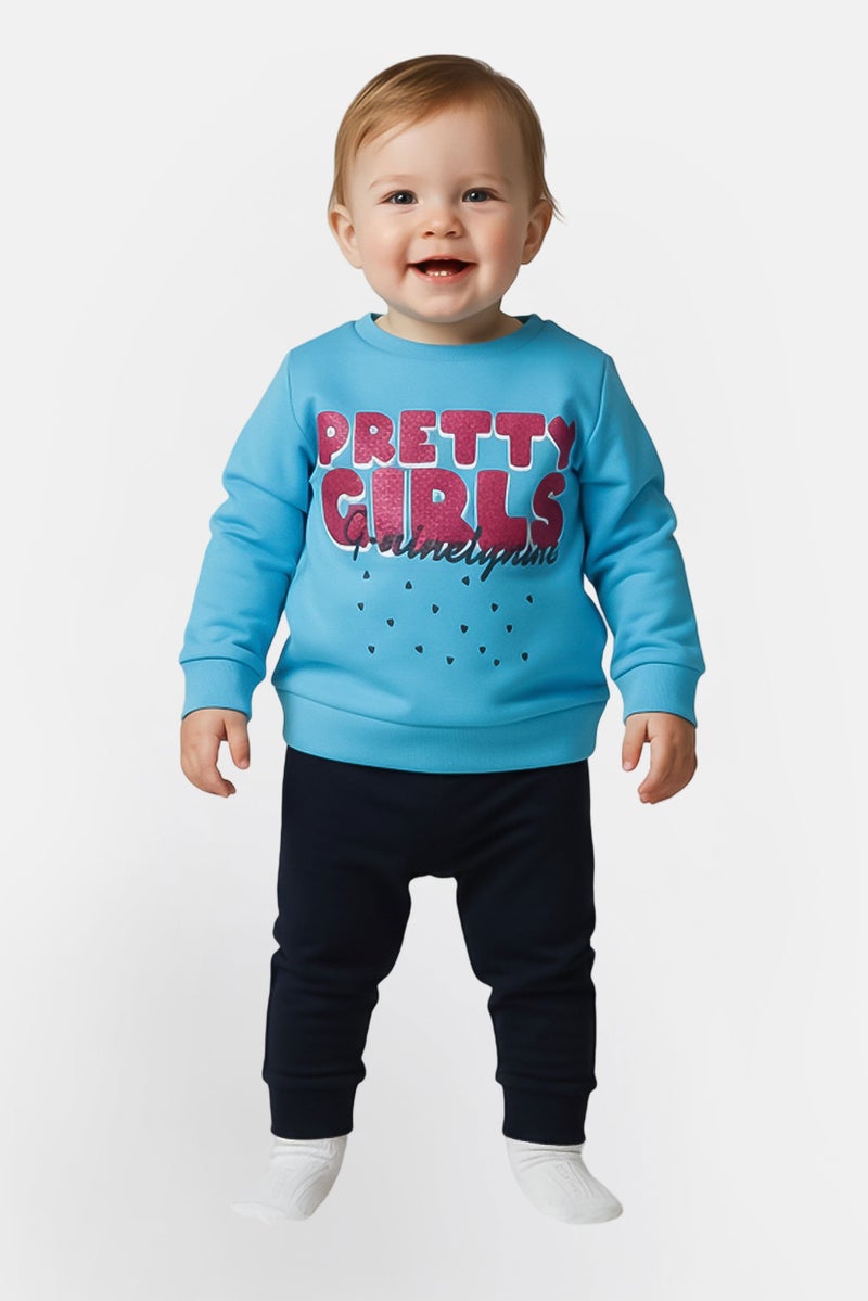 guru Toddlers Girl Graphic Print Sweatshirt And Sweatpants Set, Multicolor - Image 1