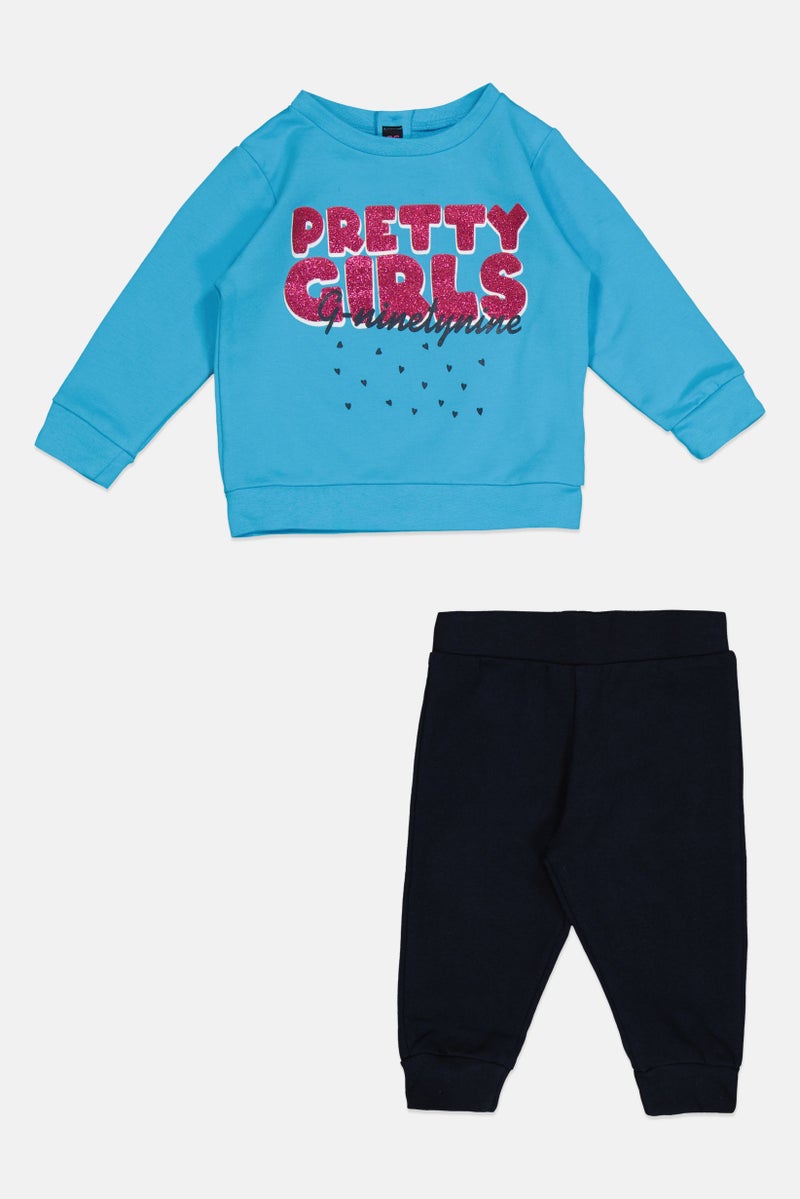 guru Toddlers Girl Graphic Print Sweatshirt And Sweatpants Set, Multicolor - Image 3
