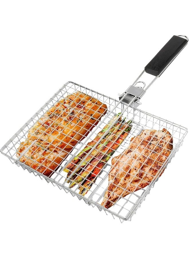 يوريفو سلة شواء خارجية، شواية متعددة الوظائف، بمقبض قابل للفصل والحمل، مناسبة لشواء الخضراوات والروبيان والأسماك وشرائح اللحم. - Image 1