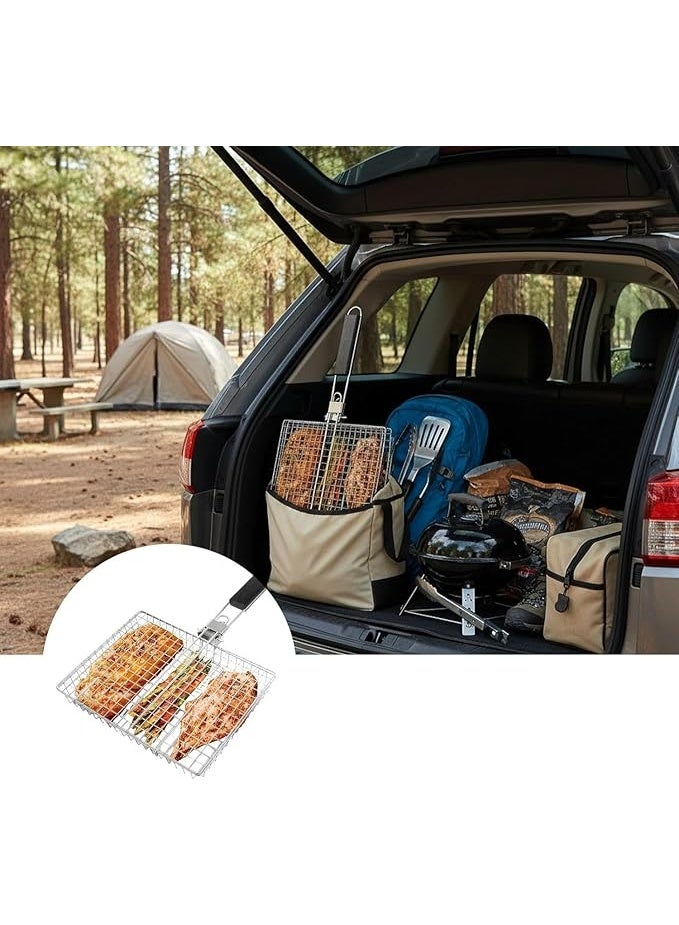 يوريفو سلة شواء خارجية، شواية متعددة الوظائف، بمقبض قابل للفصل والحمل، مناسبة لشواء الخضراوات والروبيان والأسماك وشرائح اللحم. - Image 5