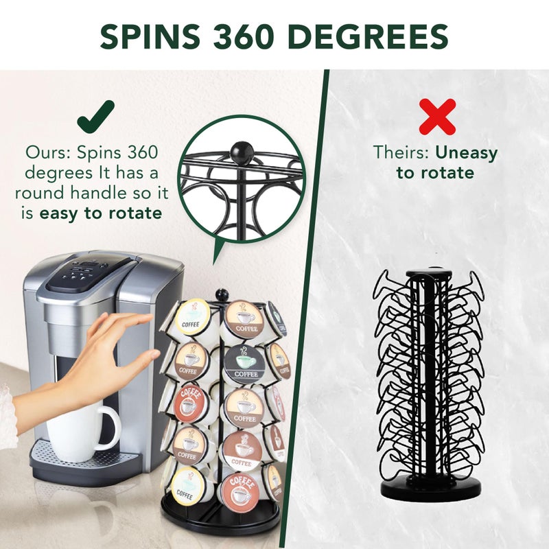 Nifty Solutions Nifty K Cup Holder – Compatible with K-Cups, Coffee Pod Carousel | 35 K Cup Holder, Spins 360-Degrees, Lazy Susan Platform, Modern Black Design, Home or Office Kitchen Counter Organizer - Image 3