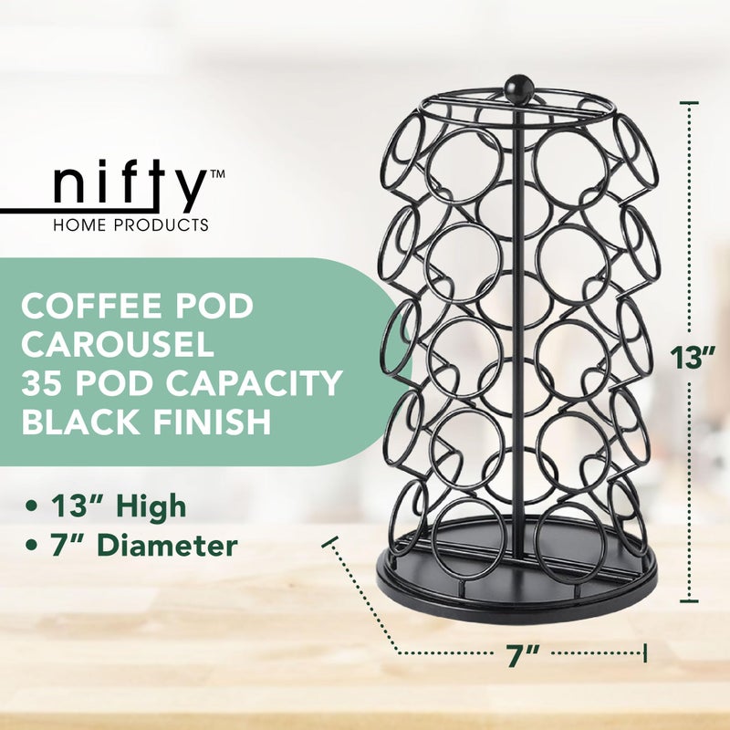 Nifty Solutions Nifty K Cup Holder – Compatible with K-Cups, Coffee Pod Carousel | 35 K Cup Holder, Spins 360-Degrees, Lazy Susan Platform, Modern Black Design, Home or Office Kitchen Counter Organizer - Image 2