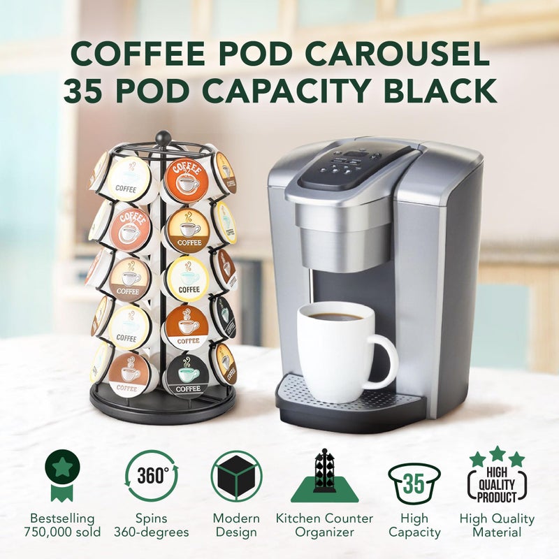 Nifty Solutions Nifty K Cup Holder – Compatible with K-Cups, Coffee Pod Carousel | 35 K Cup Holder, Spins 360-Degrees, Lazy Susan Platform, Modern Black Design, Home or Office Kitchen Counter Organizer - Image 5