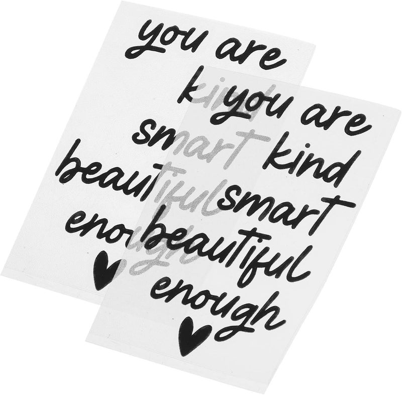 2pcs Positive Affirmation Mirror Decals Vinyl Stickers Black Inspirational Quote Motivation Bathroom Wall Decor Peel and Stick for ’ Room - Image 1